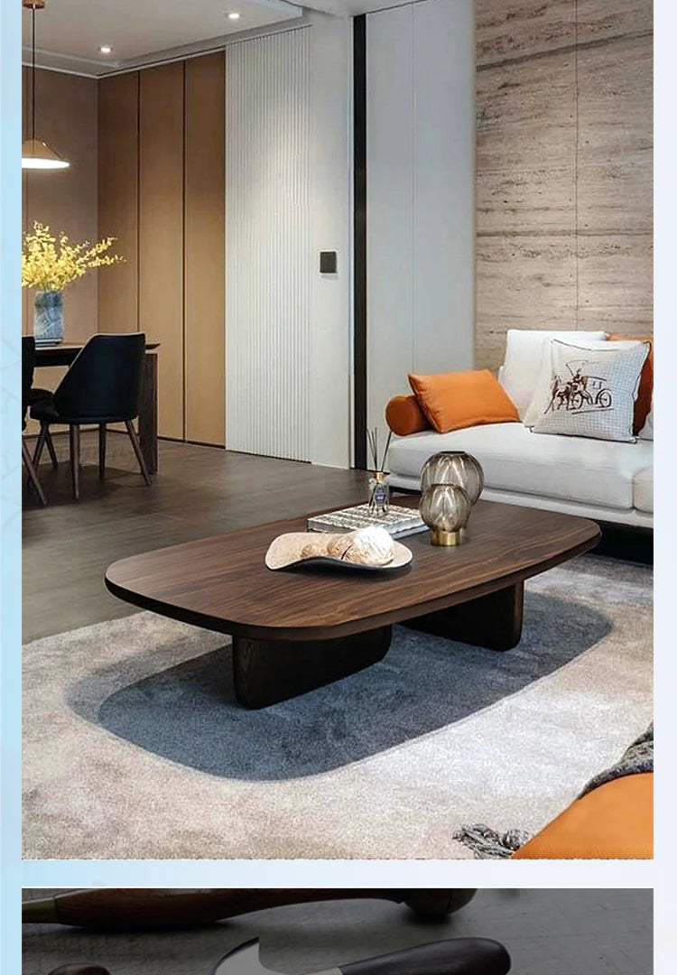 Table basse bois ovale noyer -