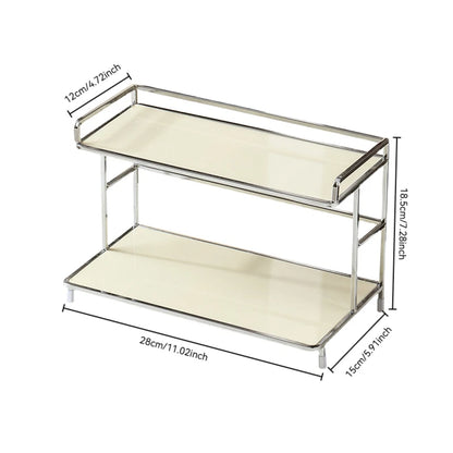 Étagère café double couche en métal - Blanc