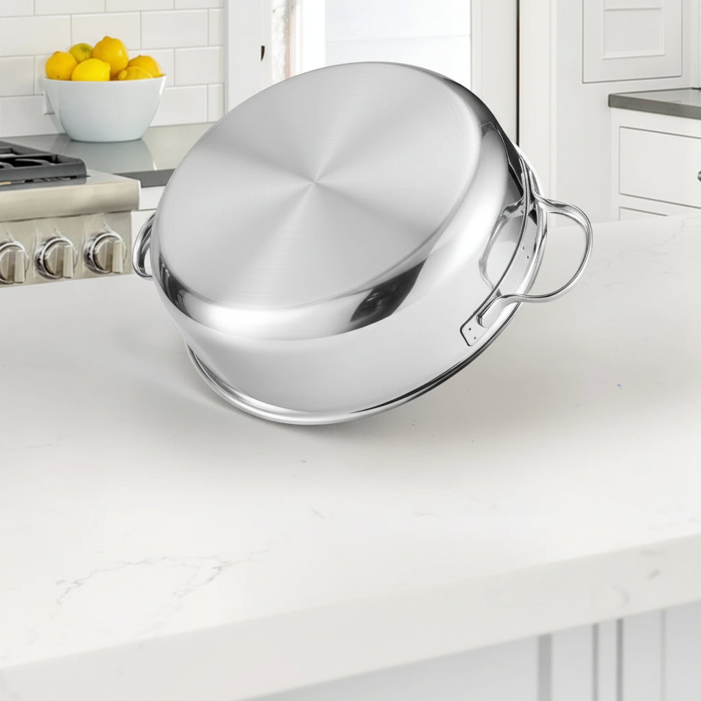 Poêle inox à frire en forme de marmite -