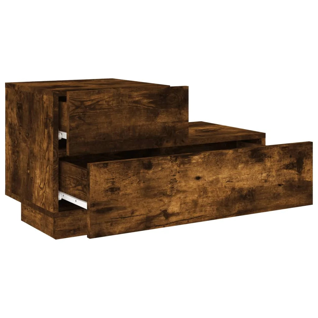 Table de nuit vintage Avec Lumiachd Led Chêne Fumé 70X36X40,5 cm -