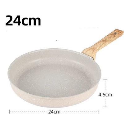 Poêle céramique compatible à induction avec poignée en bois -