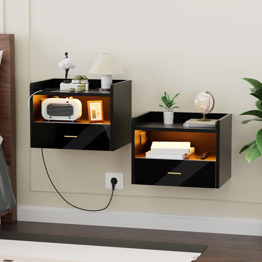 Table de chevet suspendu design flottante en option noir /blanc -