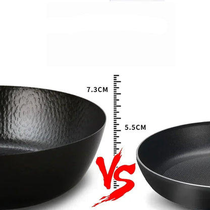 Poêle en fonte wok antiadhésif compatible avec le gaz et l'induction -