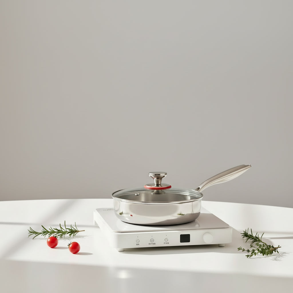Wok poêle en inox solide -