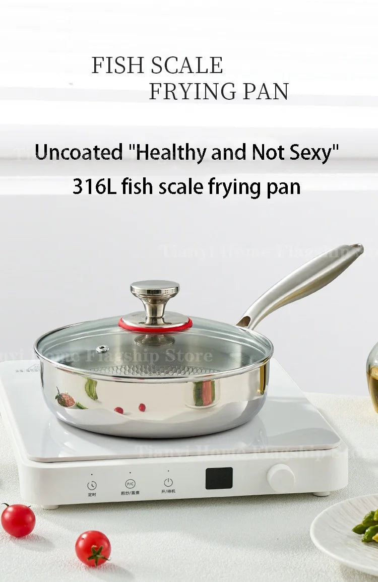 Wok poêle en inox solide -