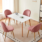 Chaise salle à manger bleu 4 ensemble en velours et pieds métal -