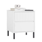 Table de chevet blanche à 4 pieds noirs - Blanc Table de chevet