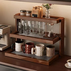 Étagère café retro d'angle en bois massif -