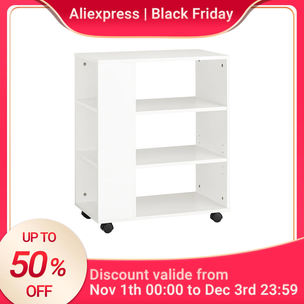 Meuble de rangement à roulettes blanches 60x75x35cm - Blanc Meuble de rangement