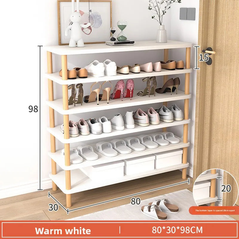 Meuble à chaussure marron en bois - 80-30-Blanc 6 couches