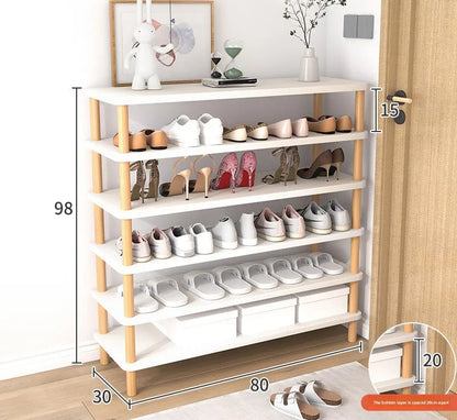 Meuble à chaussure marron en bois - 80-30-Blanc 6 couches