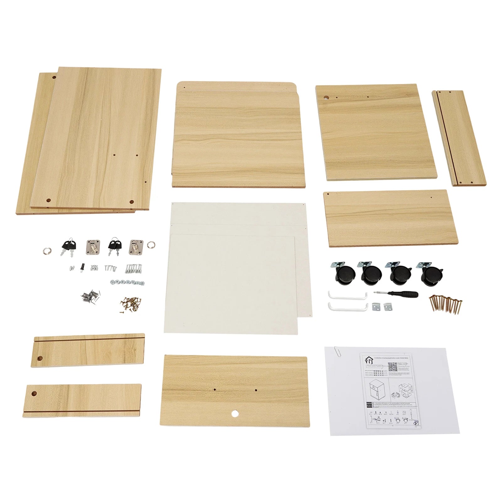 Table de nuit roulante à deux niveaux -