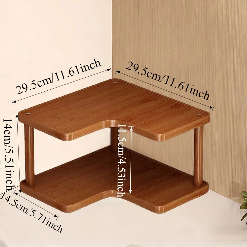 Étagère café d'angle moderne en bois - 2-Couches