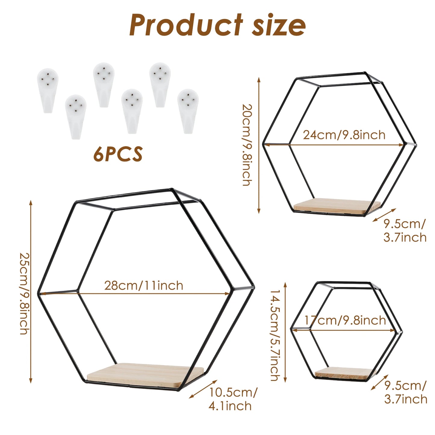 étagère murale en métal 3Pcs -