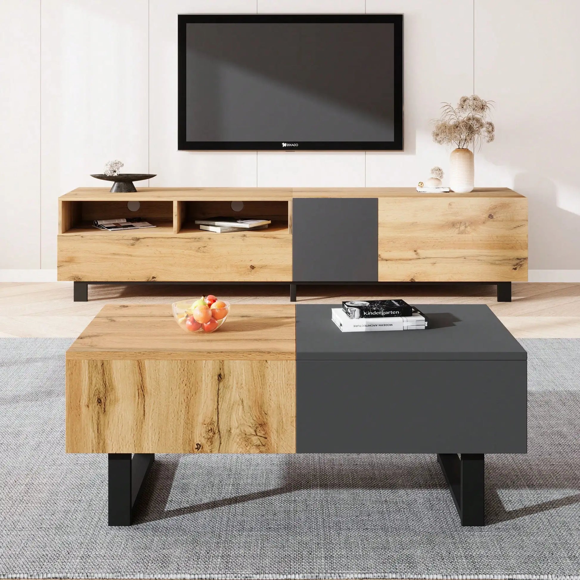 Table basse extensible avec rangement dissimulé -