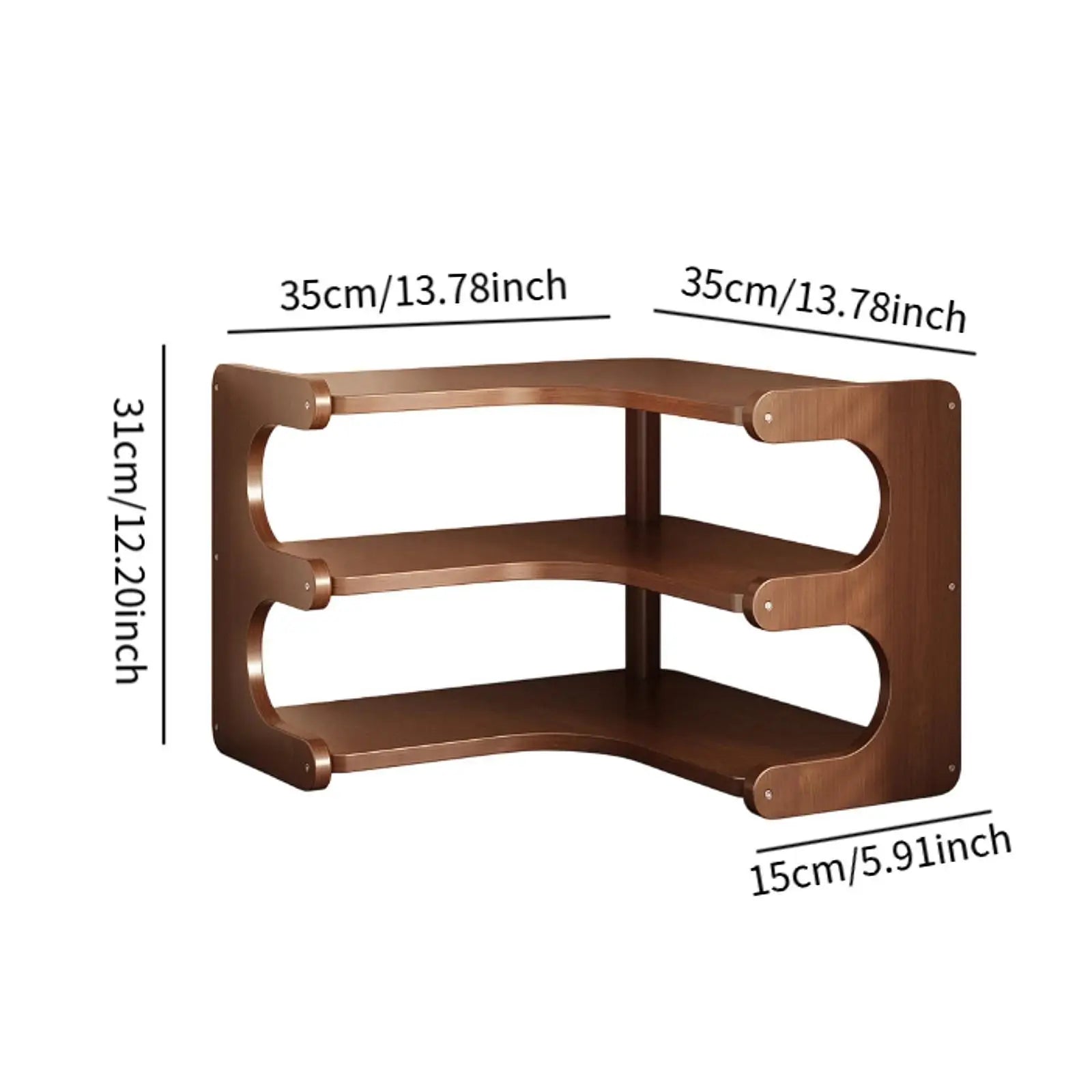 Étagère d'angle cuisine en bois massif -