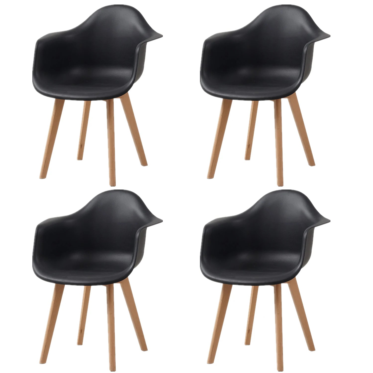 Chaise salle à manger moderne style minimaliste 4 ensembles - Noir Chaise salle à manger