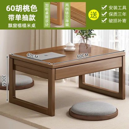 Table basse bureau japonais en bois naturel - 60 Noyer 1 dessin