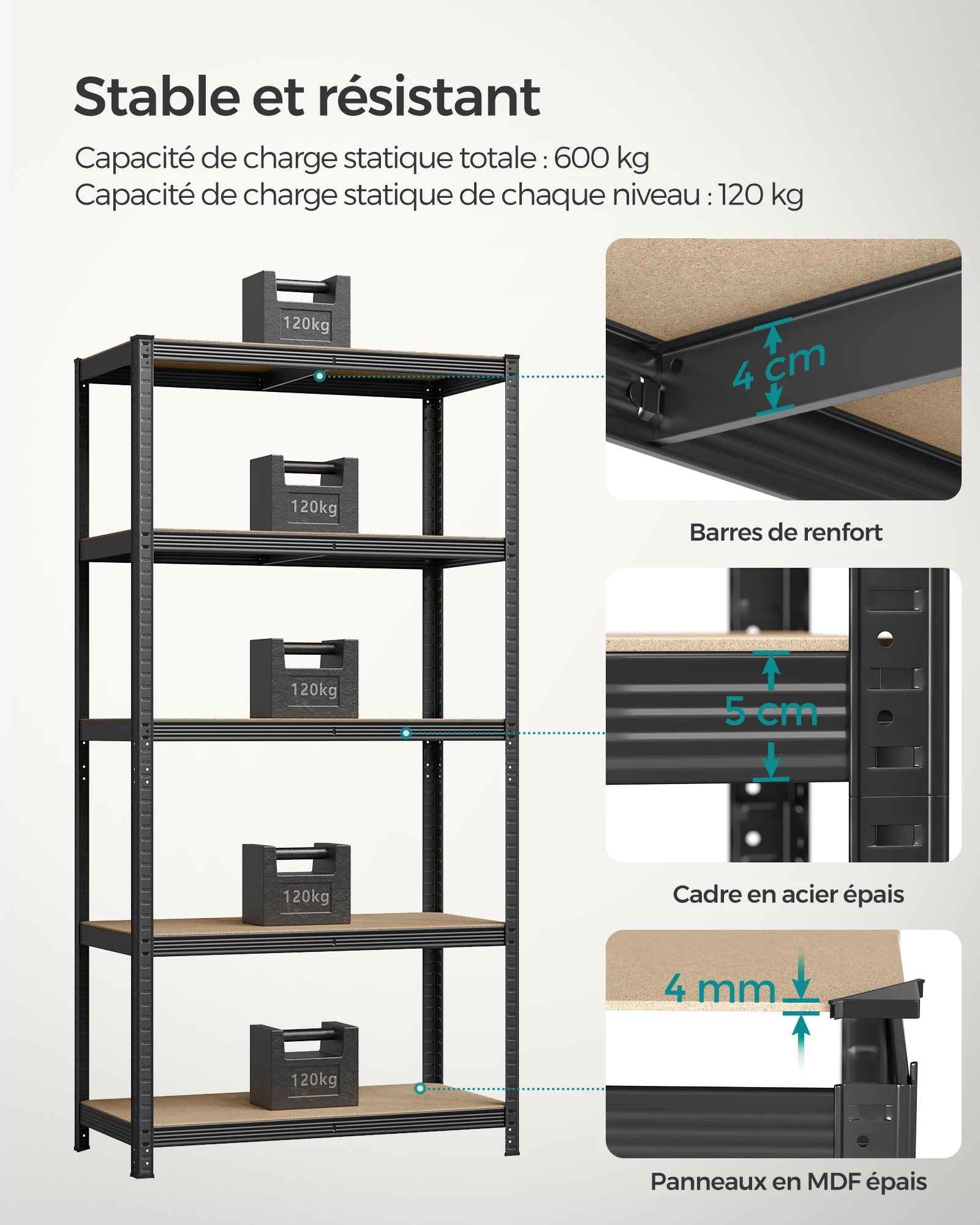 étagère garage largeur 50cm, 875 kg -
