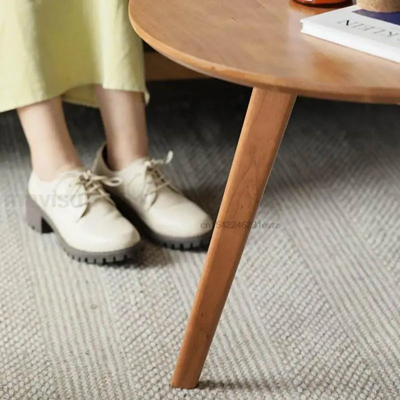 Table basse bois massif ronde de taille moyenne -