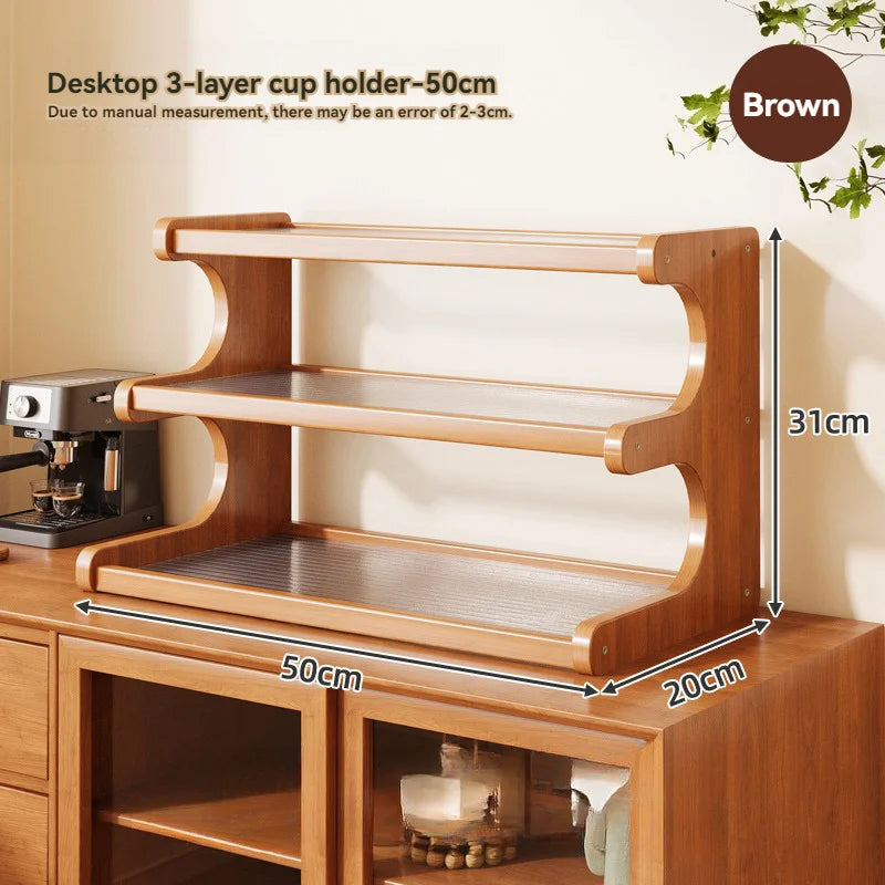 Étagère café en bois de bambou - 3F 50cm