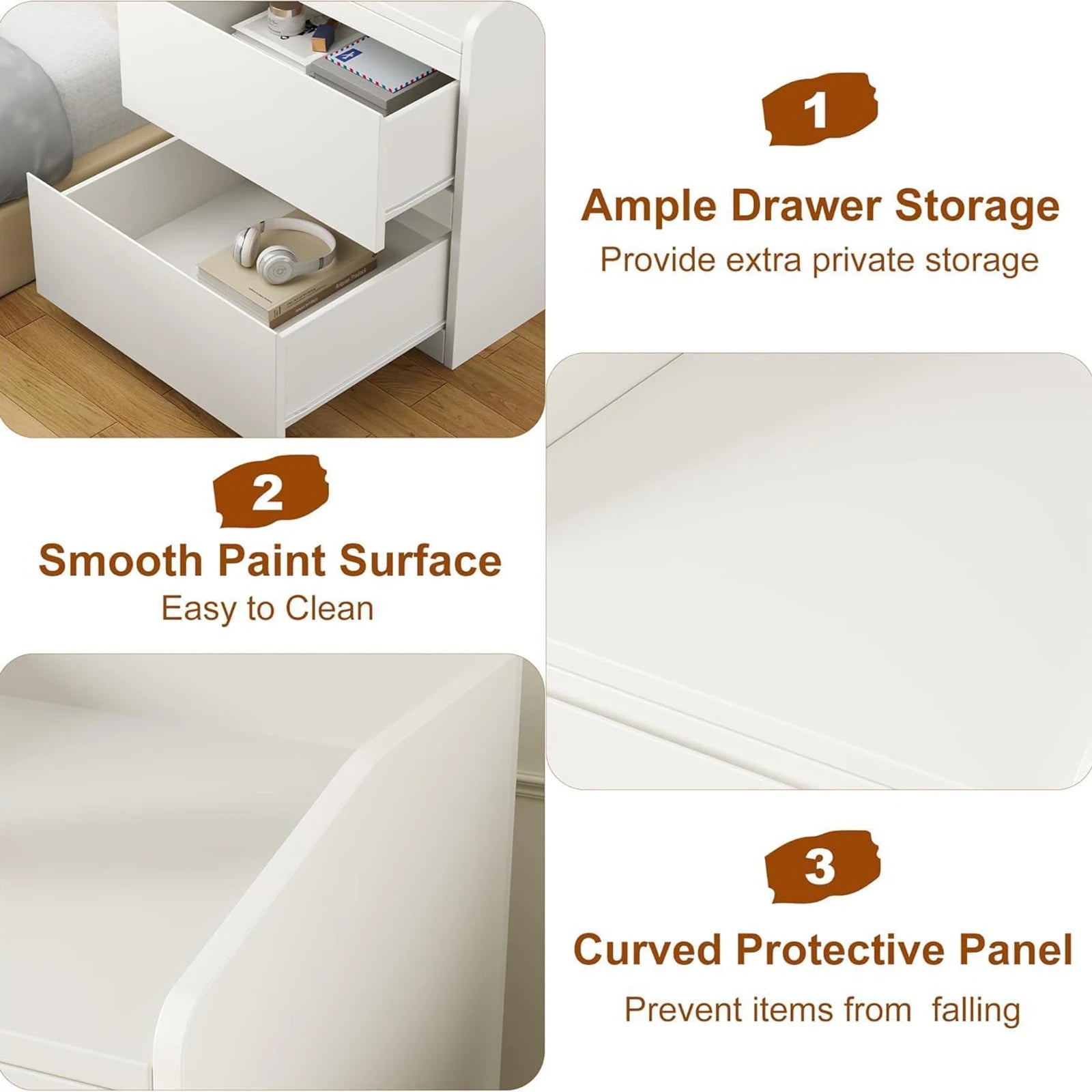 Table de chevet blanche moderne urban luxe -