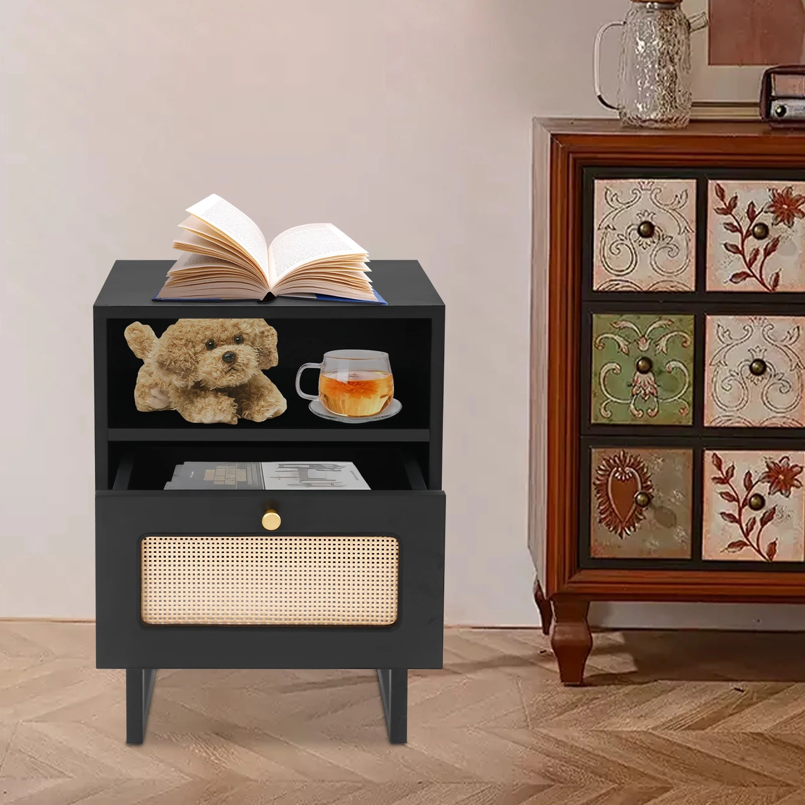 Table de nuit rotin robuste -