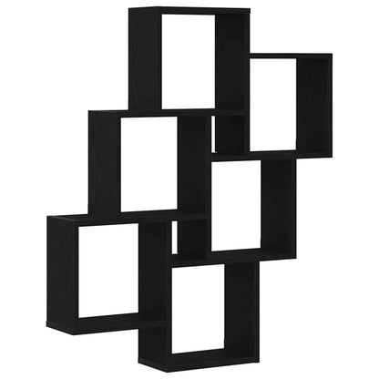 étagère murale noir et bois en forme cubique 78x15x93 cm - Noir