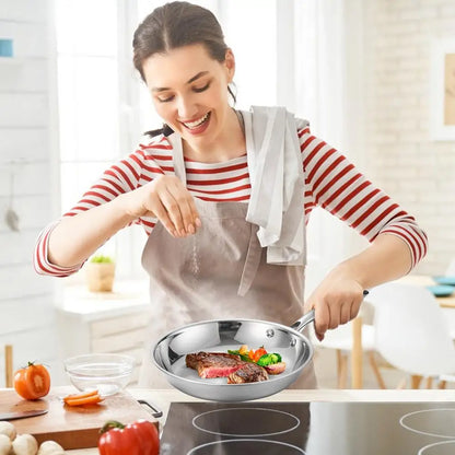 Poêle inox 28 cm couleur argenté -