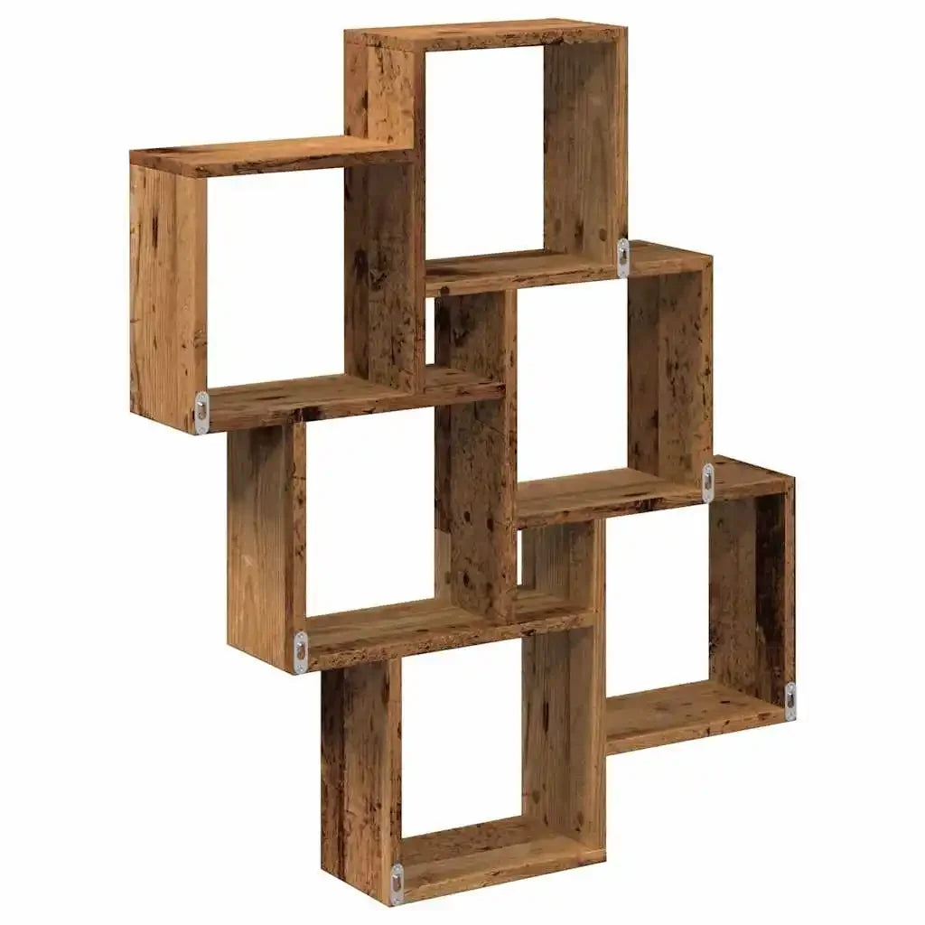 étagère murale noir et bois en forme cubique 78x15x93 cm -