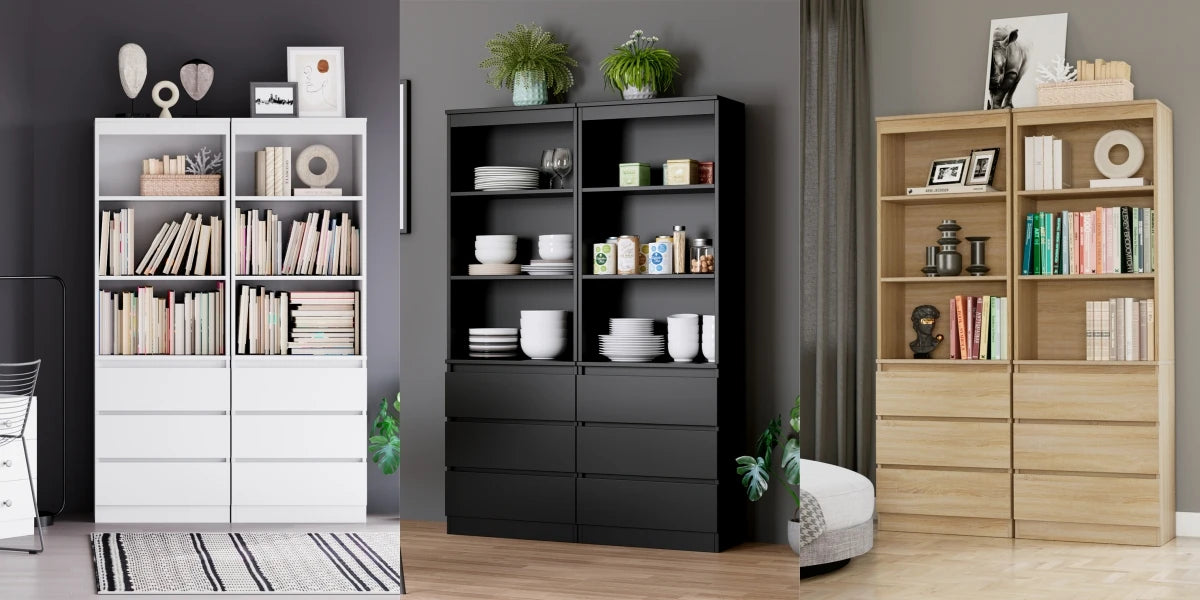 Étagère blanche bois moderne 60x35x180cm -