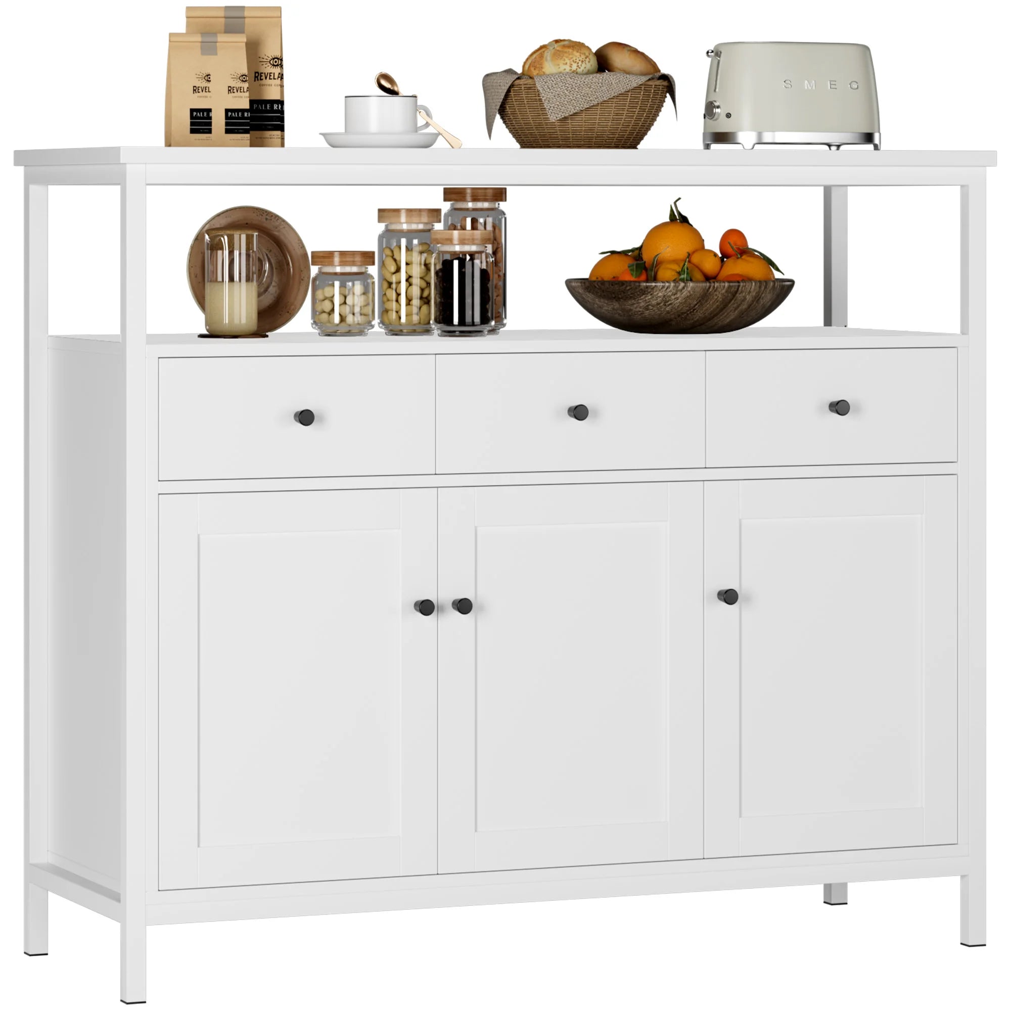 Meuble de rangement pour salle à manger 108x38x98.5 cm - Blanc Meuble de rangement