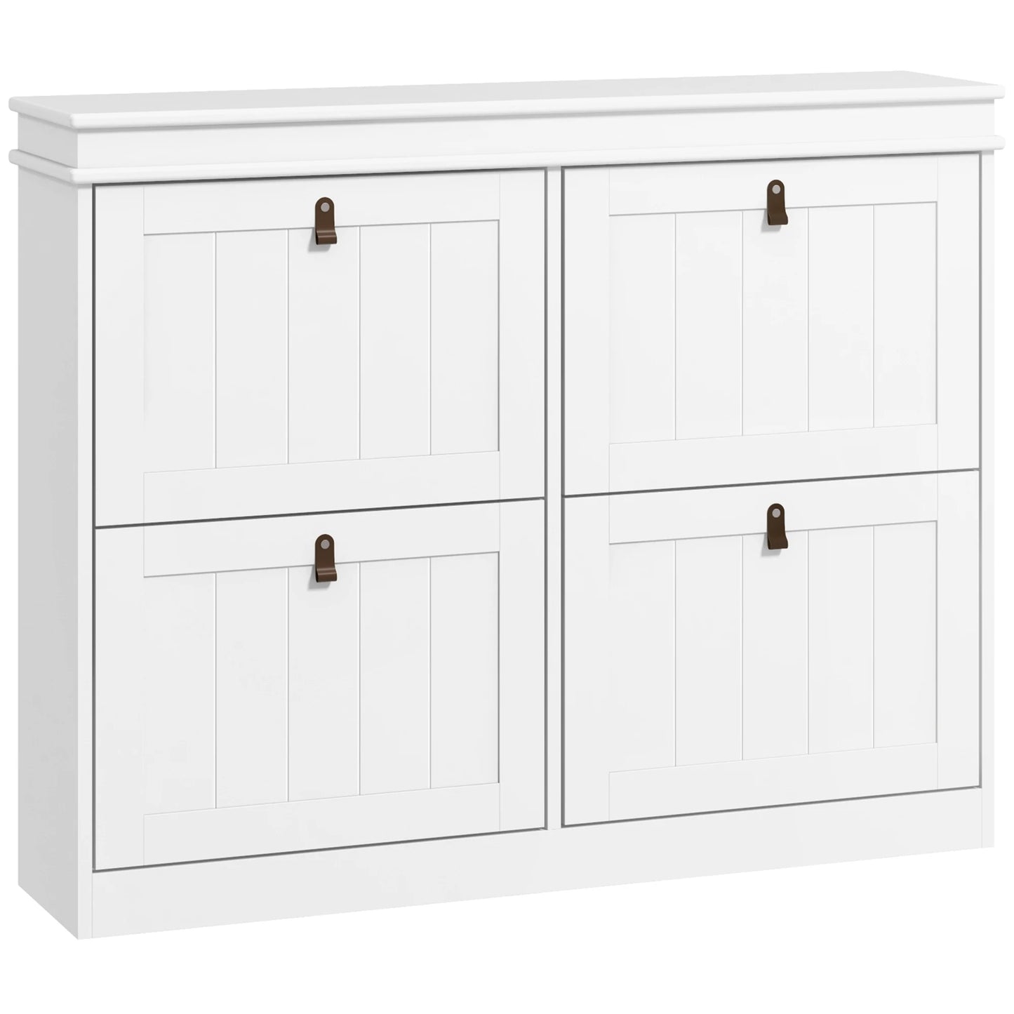 Meuble à chaussure avec 4 portes pliantes blanche - 105X24X82.5 cm - Blanc 105X24X82.5 cm