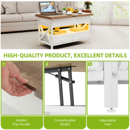 Table basse relevable balconera 90×50×51.5cm -