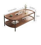 Table basse bois foncé à doubles plateaux -