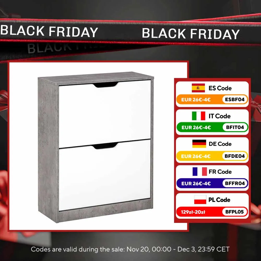 Meuble à chaussure d'entrée avec 2 tiroirs gris 62.5X26X81 cm - Meuble à chaussure