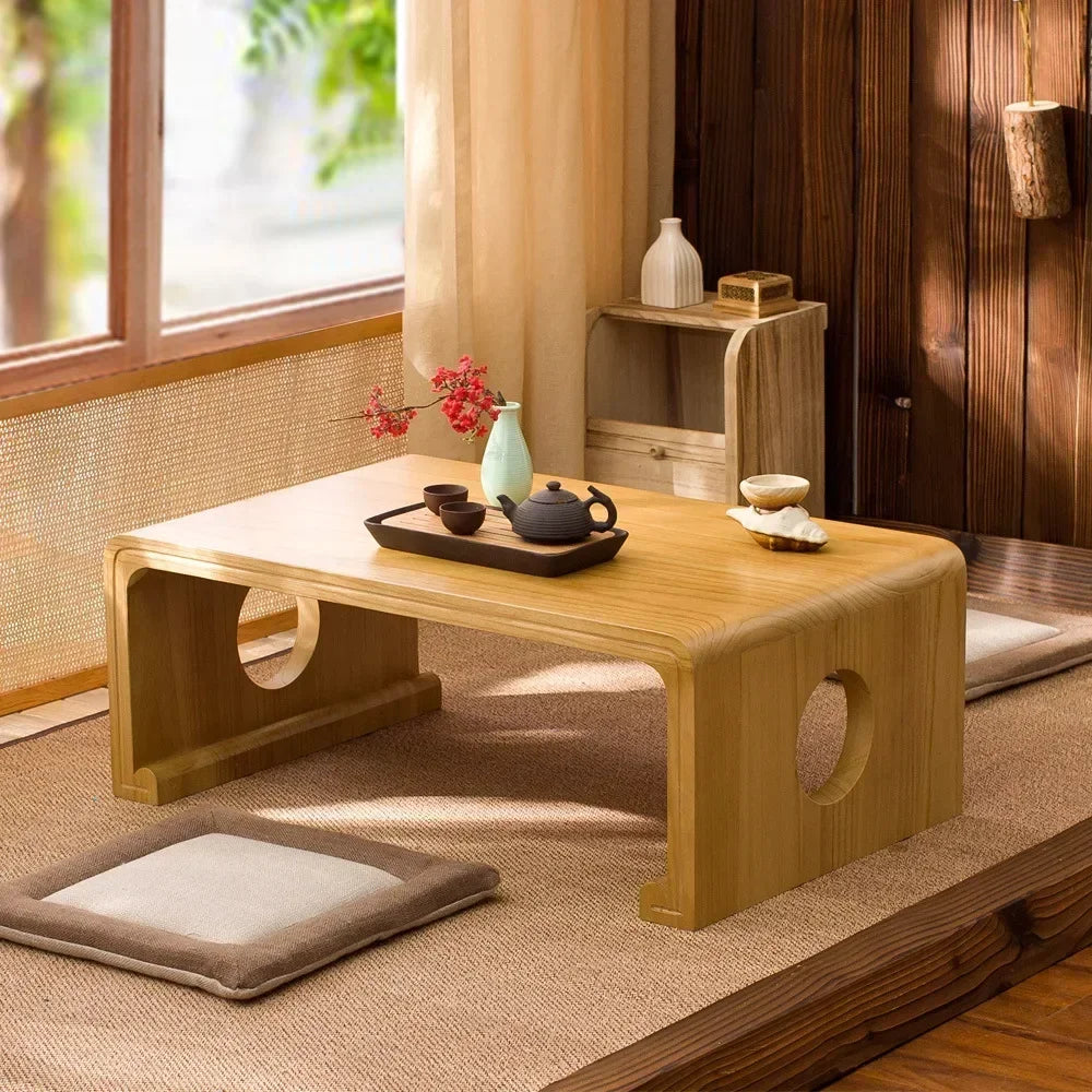 Table basse bois marron foncé antique japonais -