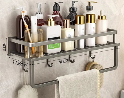 étagère murale sans perçage - Gris avec cochet 40CM