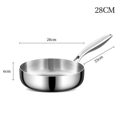Wok poêle en inox solide - 28cm