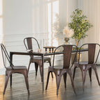 Chaise salle à manger industriel noir/gris en métal 4 ensembles -