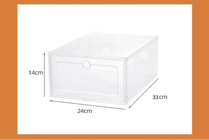 Meuble à chaussure de style boite en plastique transparente -