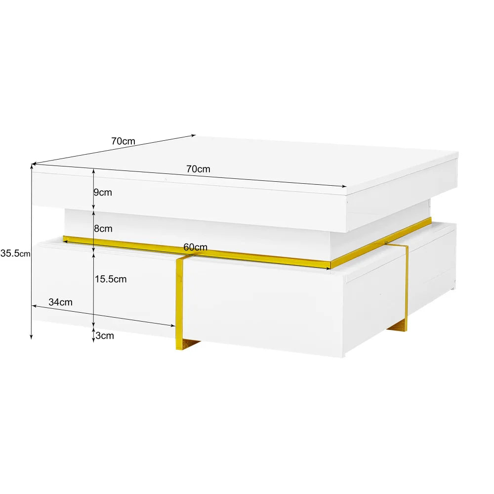 Table basse laquée brillante pour salon disponible en noir et blanc -