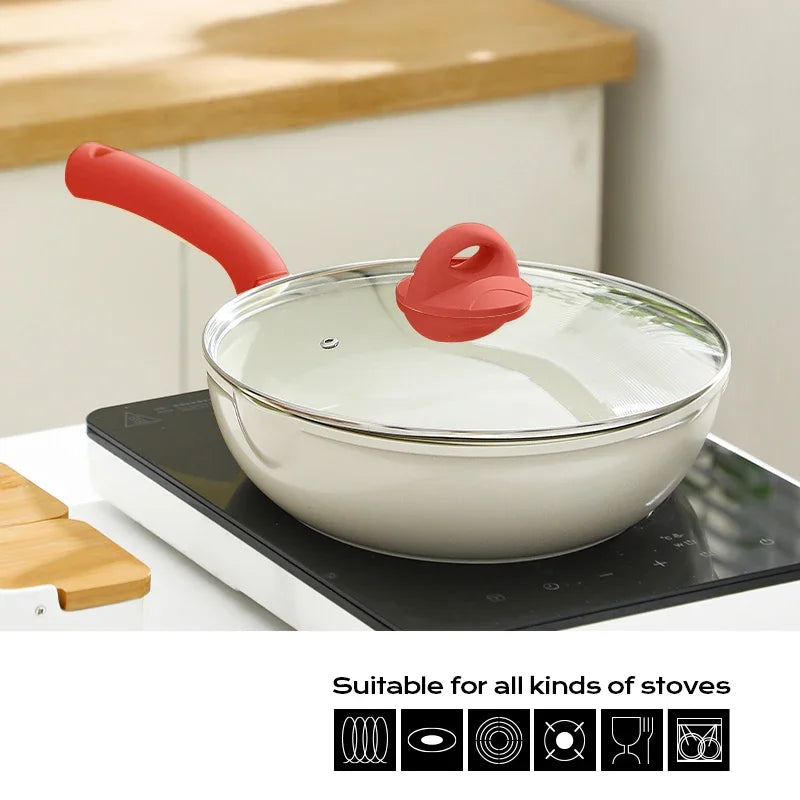 Poêle céramique wok résistant - Rouge