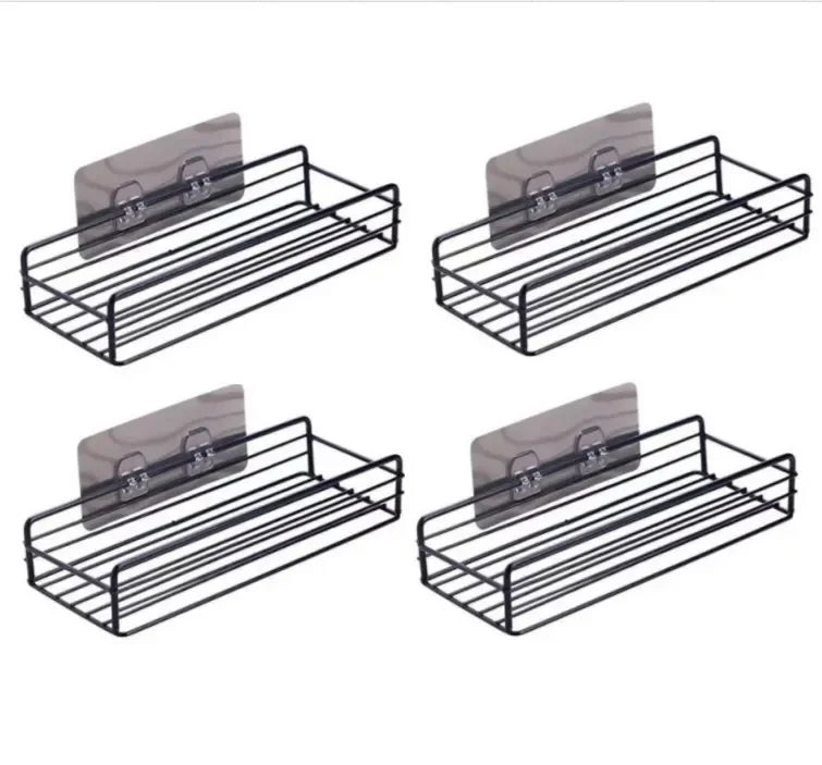 Étagère salle de bain douche pratique - Noir 4pcs