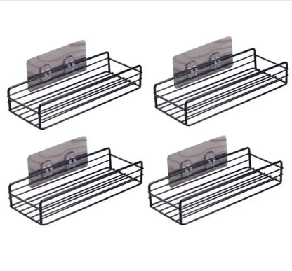 Étagère salle de bain douche pratique - Noir 4pcs