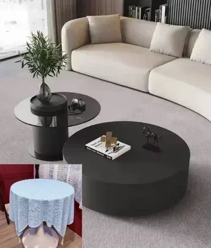 Table basse bois industriel ronde - 80 60cm tablecloth