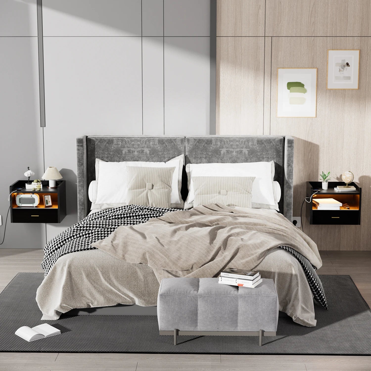 Table de chevet suspendu design flottante en option noir /blanc -