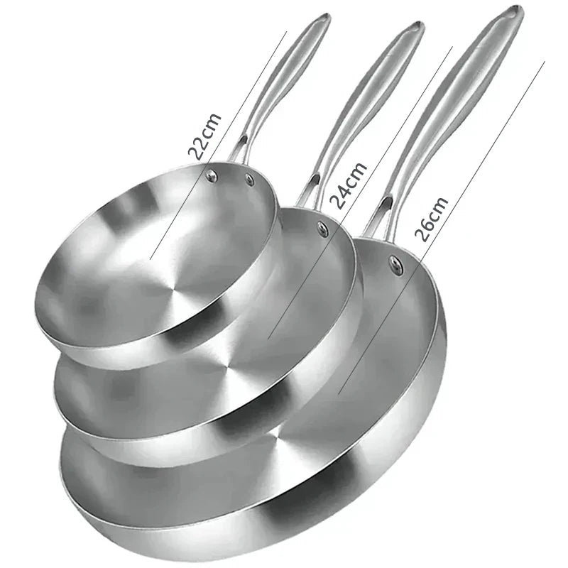 Poêle en acier inox argentée -