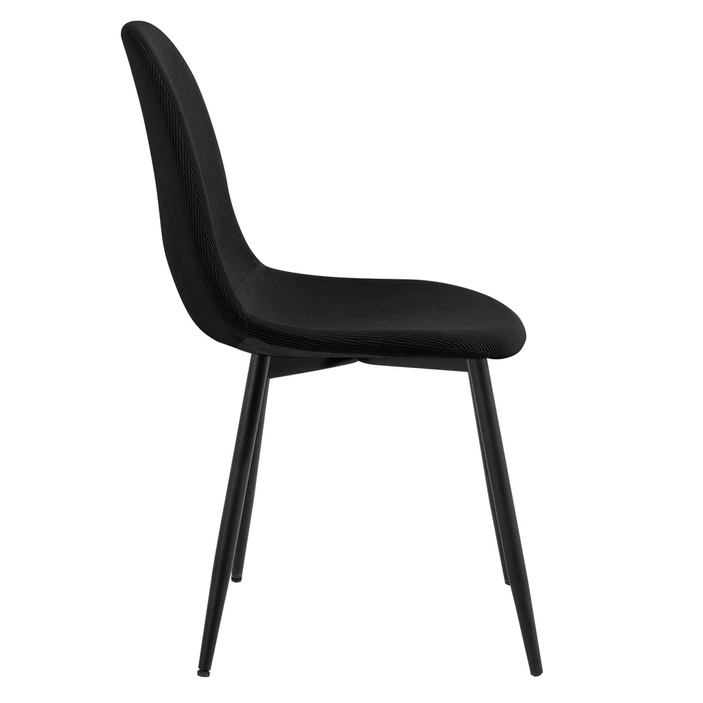 Chaise salle à manger noir en velours côtelé 4 ensembles -