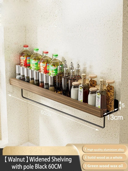 étagère murale bois massif - vendu à l'unité - Bois noir 60cm pole